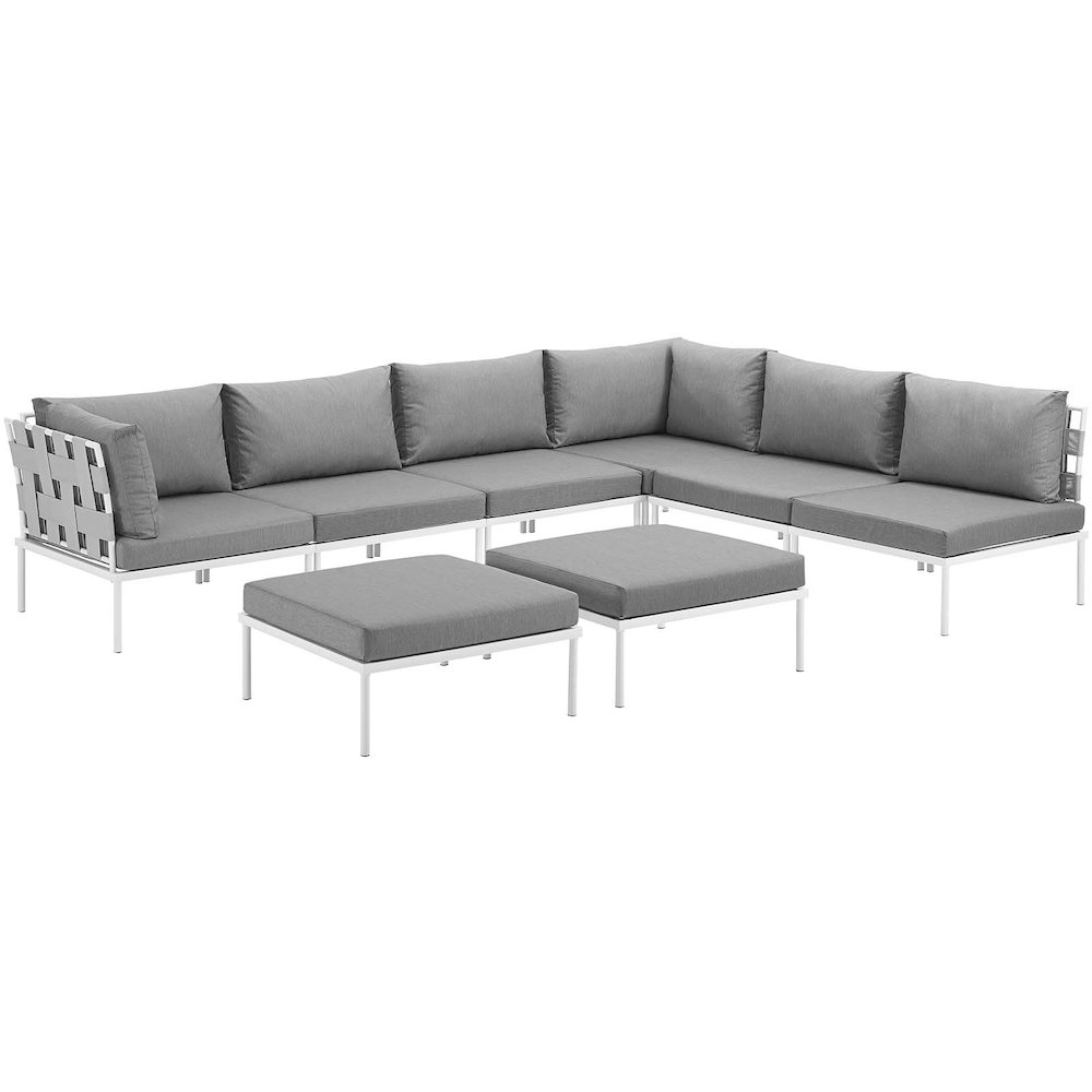 Harmony 8 Piece Outdoor Patio Aluminum Sectional Sofa Set. Picture 2