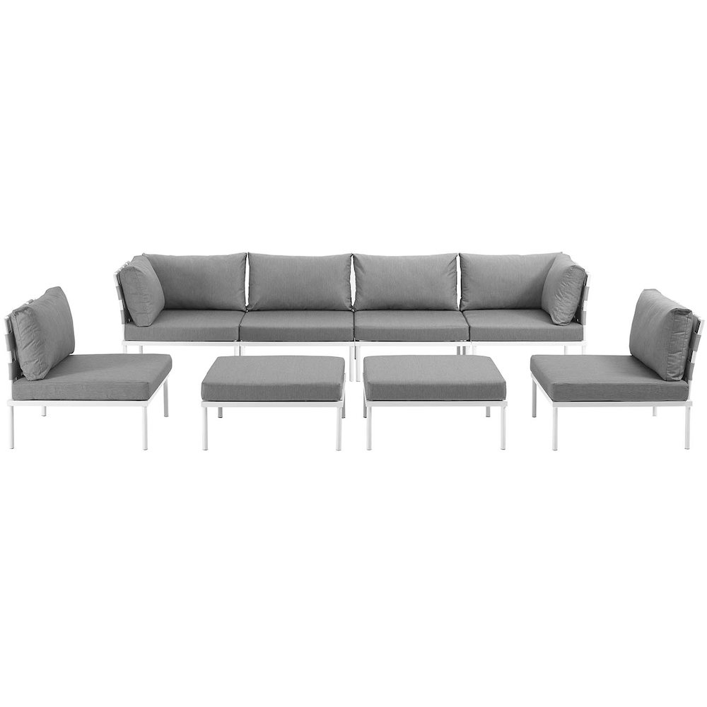 Harmony 8 Piece Outdoor Patio Aluminum Sectional Sofa Set. Picture 3