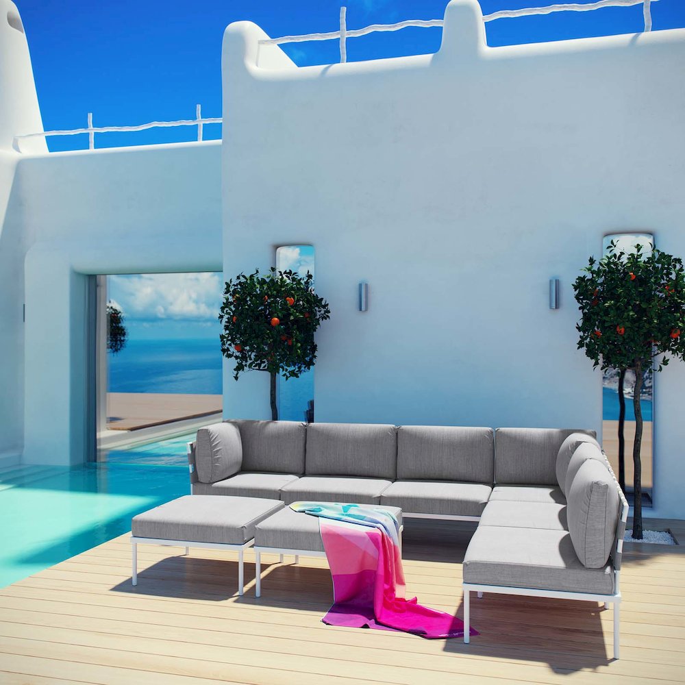 Harmony 8 Piece Outdoor Patio Aluminum Sectional Sofa Set. Picture 7
