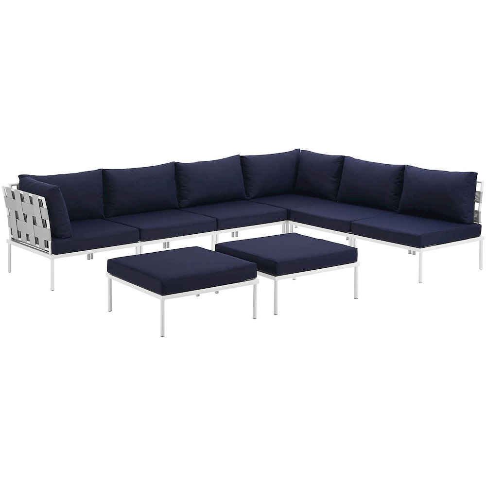 Harmony 8 Piece Outdoor Patio Aluminum Sectional Sofa Set. Picture 2