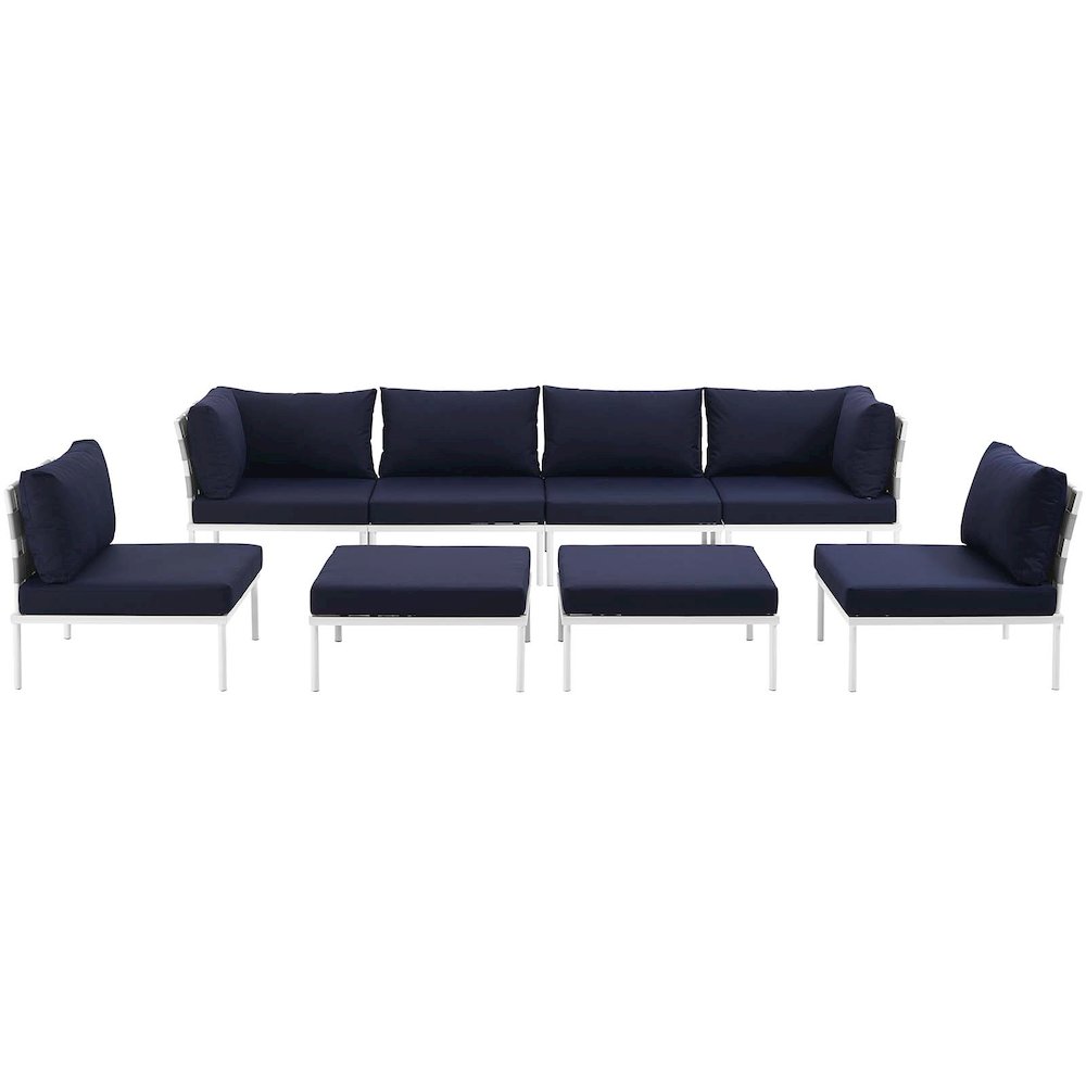 Harmony 8 Piece Outdoor Patio Aluminum Sectional Sofa Set. Picture 6