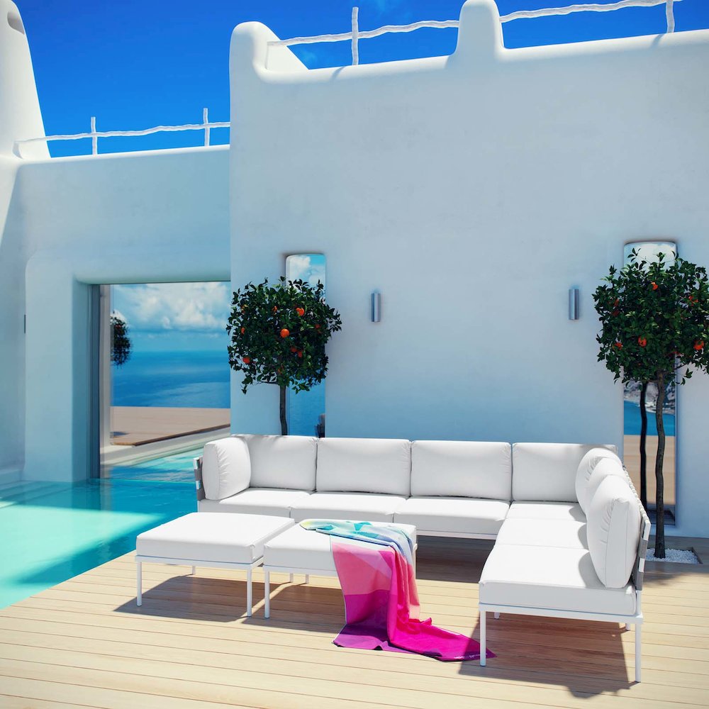 Harmony 8 Piece Outdoor Patio Aluminum Sectional Sofa Set. Picture 7