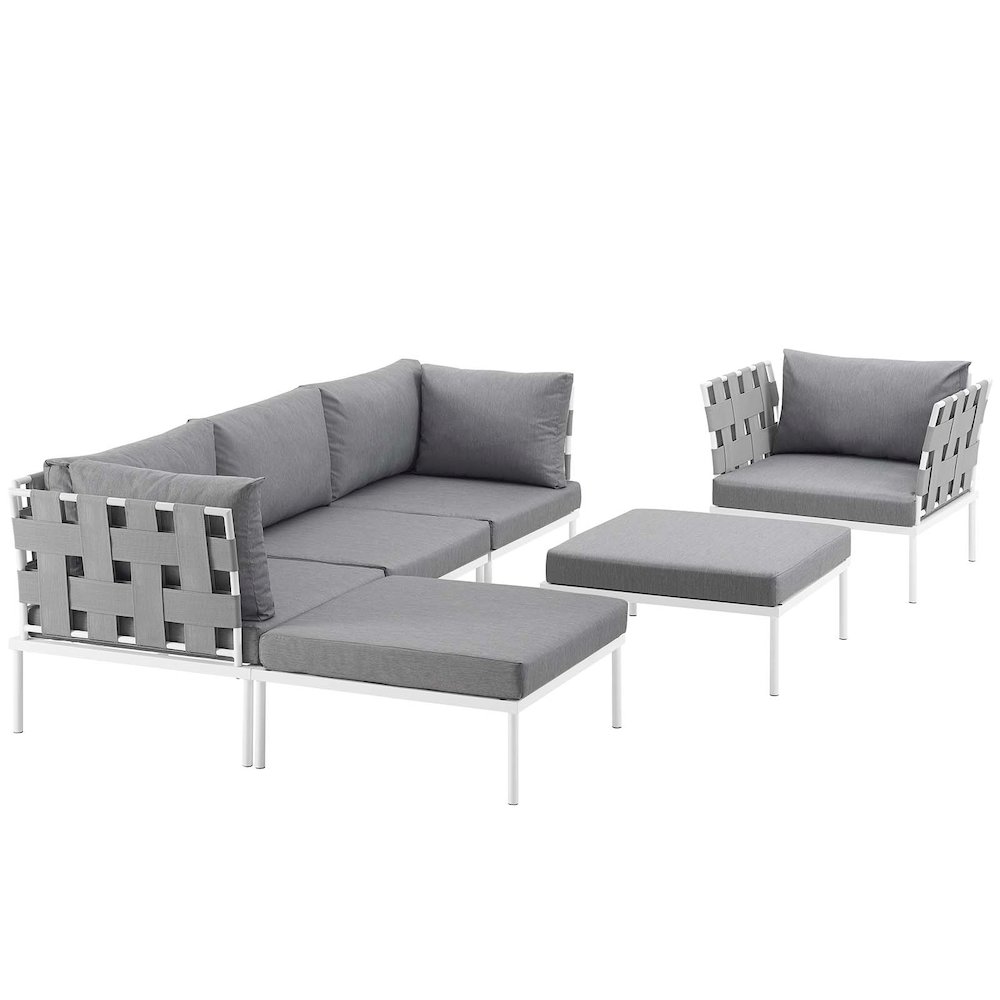 Harmony 6 Piece Outdoor Patio Aluminum Sectional Sofa Set. Picture 1