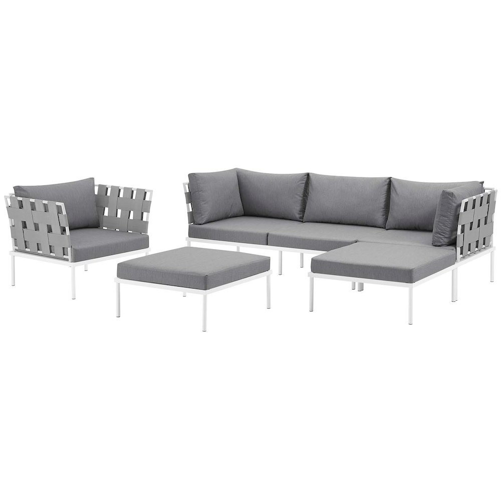 Harmony 6 Piece Outdoor Patio Aluminum Sectional Sofa Set. Picture 2
