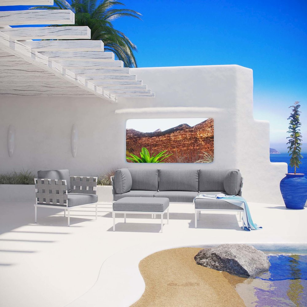 Harmony 6 Piece Outdoor Patio Aluminum Sectional Sofa Set. Picture 8