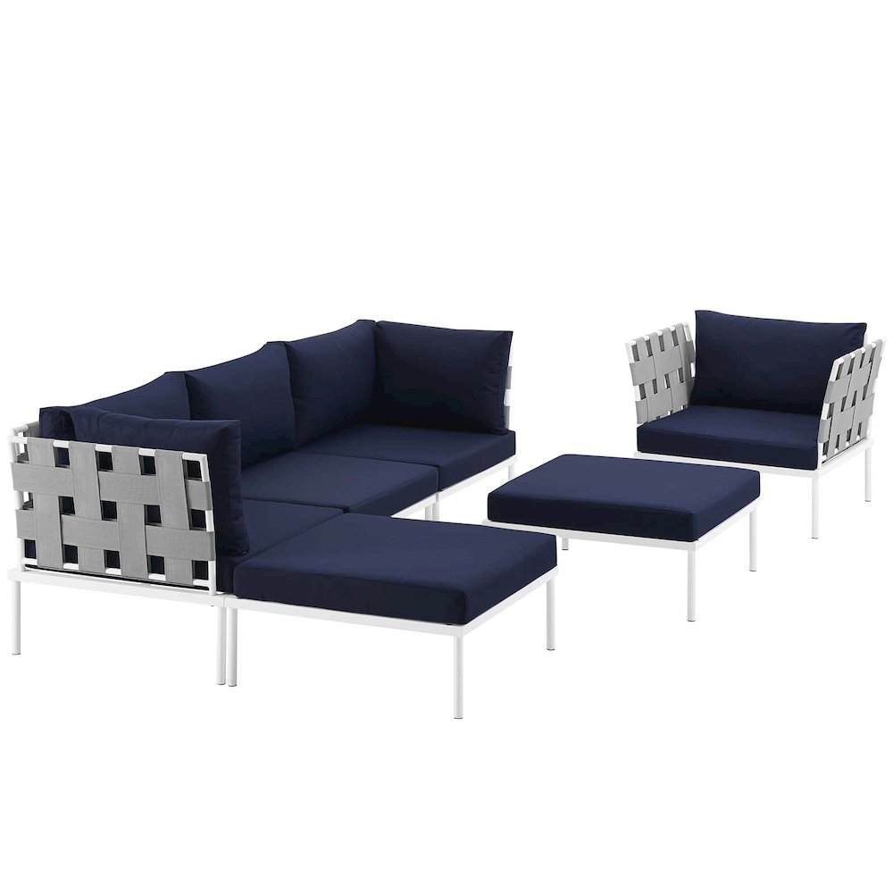 Harmony 6 Piece Outdoor Patio Aluminum Sectional Sofa Set. Picture 1