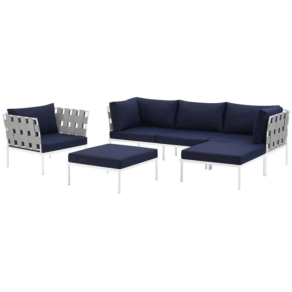 Harmony 6 Piece Outdoor Patio Aluminum Sectional Sofa Set. Picture 2
