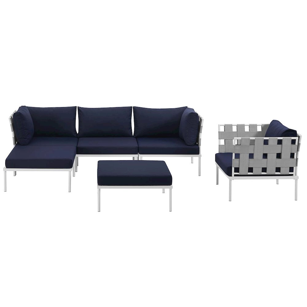 Harmony 6 Piece Outdoor Patio Aluminum Sectional Sofa Set. Picture 7