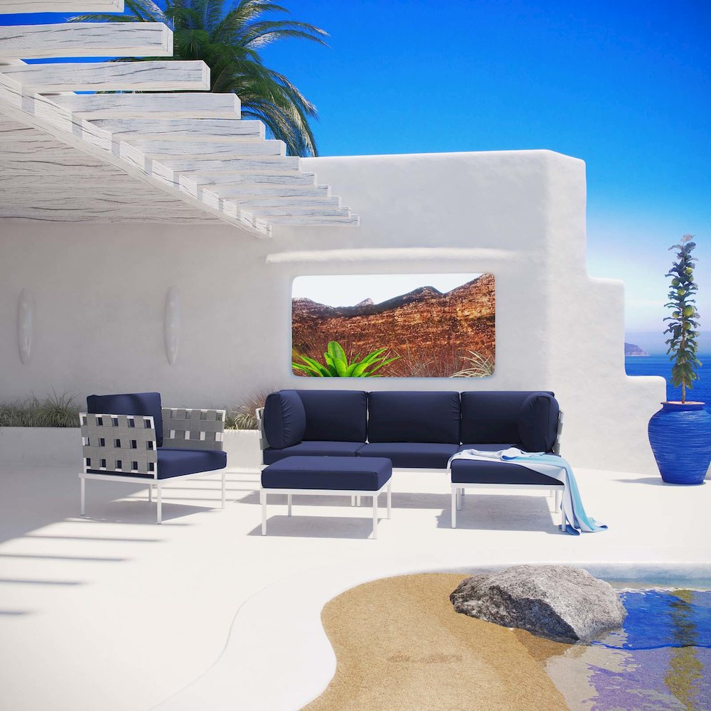 Harmony 6 Piece Outdoor Patio Aluminum Sectional Sofa Set. Picture 8