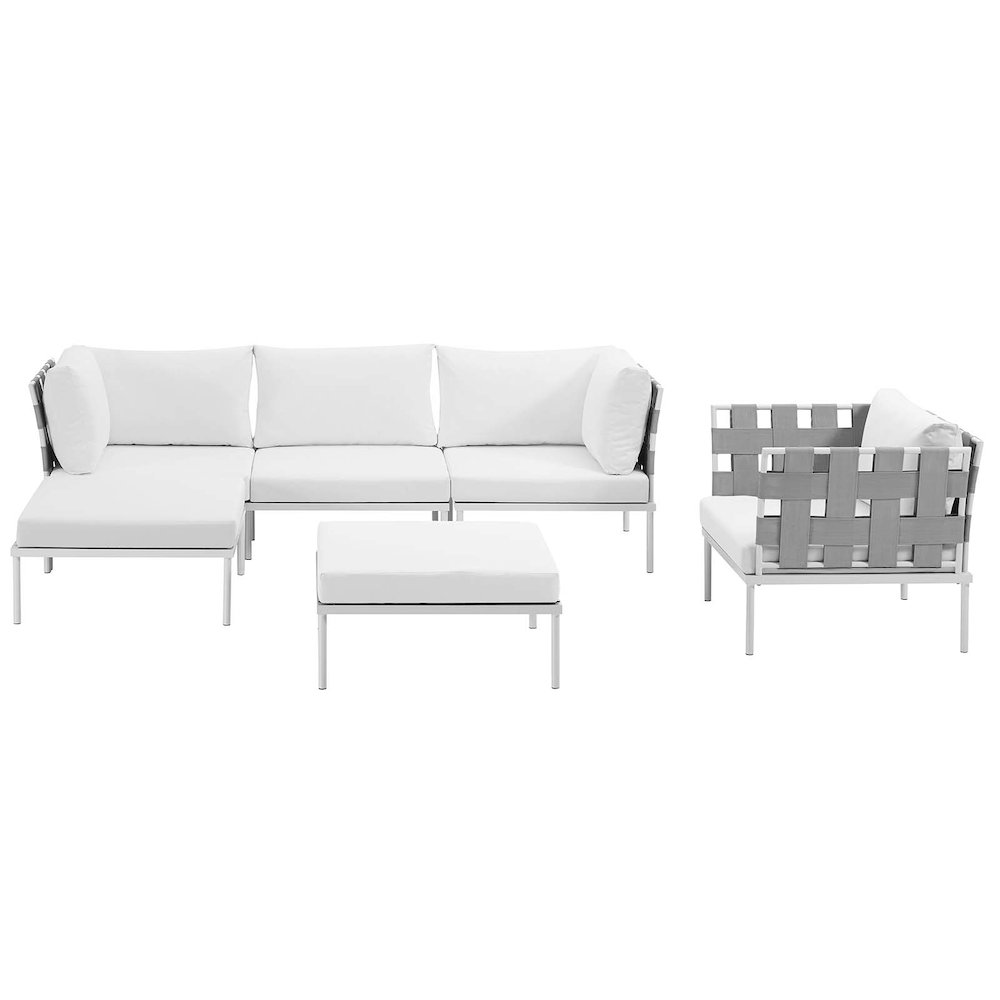 Harmony 6 Piece Outdoor Patio Aluminum Sectional Sofa Set. Picture 7