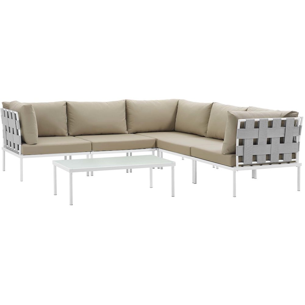 Harmony 6 Piece Outdoor Patio Aluminum Sectional Sofa Set. Picture 1