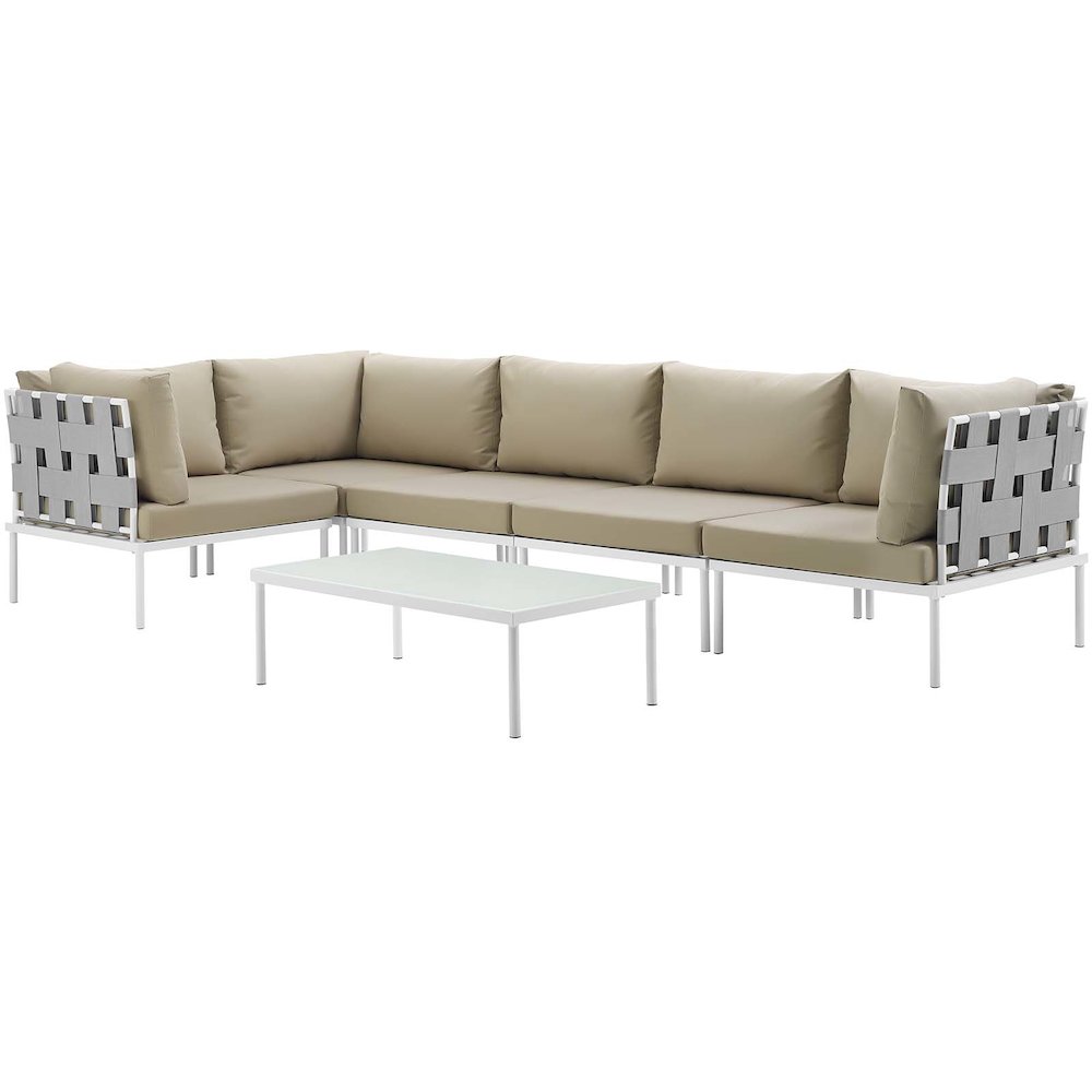 Harmony 6 Piece Outdoor Patio Aluminum Sectional Sofa Set. Picture 2