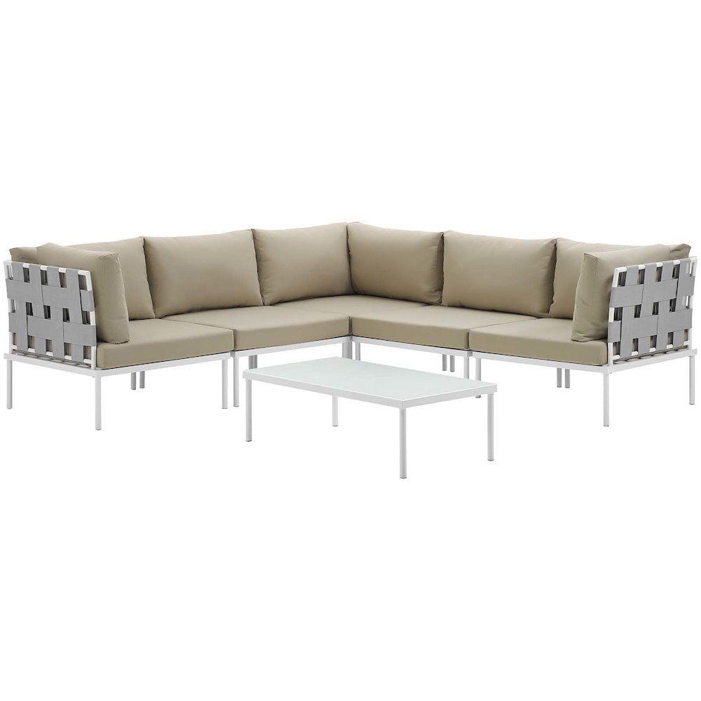 Harmony 6 Piece Outdoor Patio Aluminum Sectional Sofa Set. Picture 3