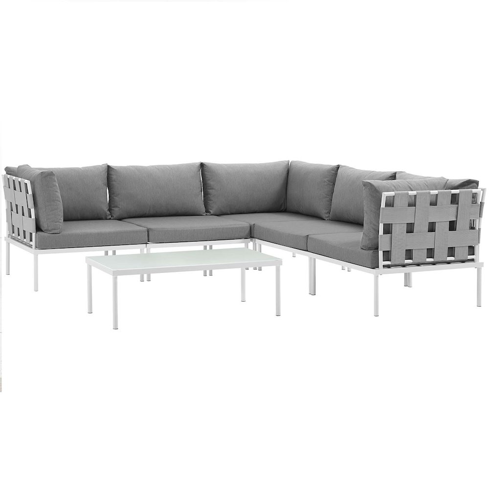 Harmony 6 Piece Outdoor Patio Aluminum Sectional Sofa Set. Picture 1