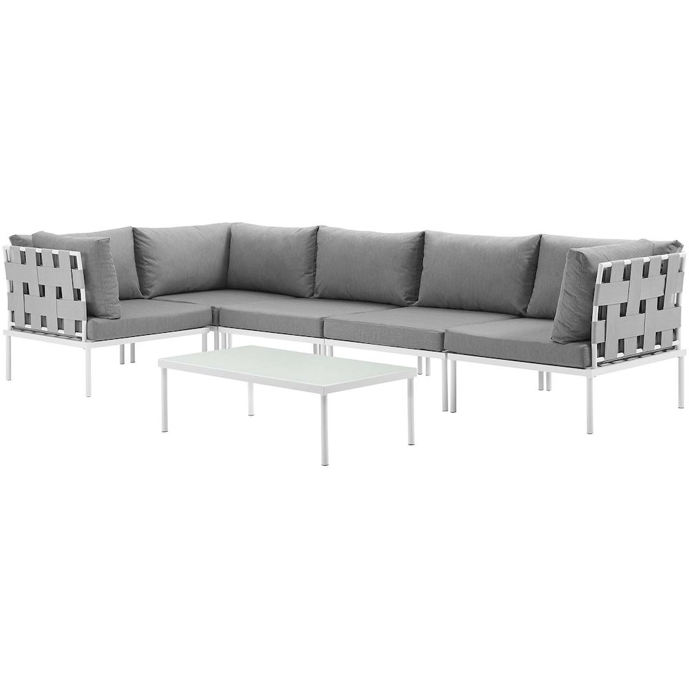 Harmony 6 Piece Outdoor Patio Aluminum Sectional Sofa Set. Picture 2