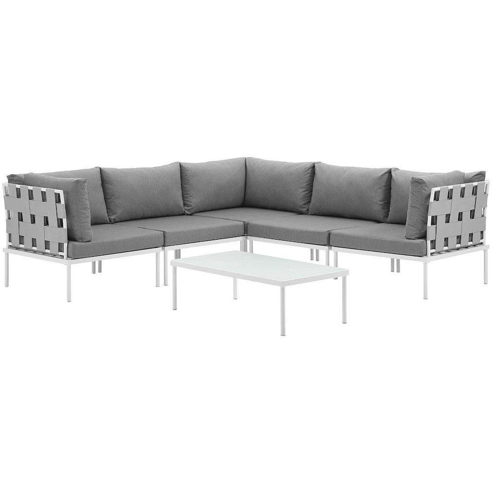 Harmony 6 Piece Outdoor Patio Aluminum Sectional Sofa Set. Picture 3