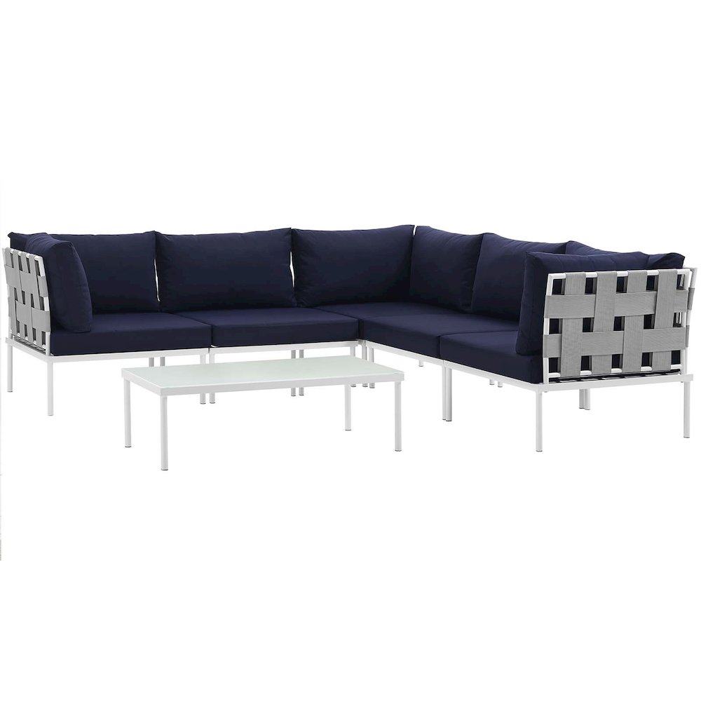 Harmony 6 Piece Outdoor Patio Aluminum Sectional Sofa Set. Picture 1