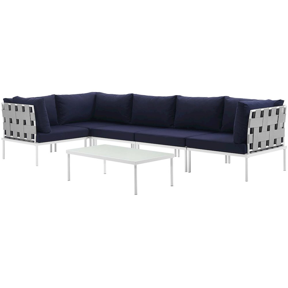Harmony 6 Piece Outdoor Patio Aluminum Sectional Sofa Set. Picture 2