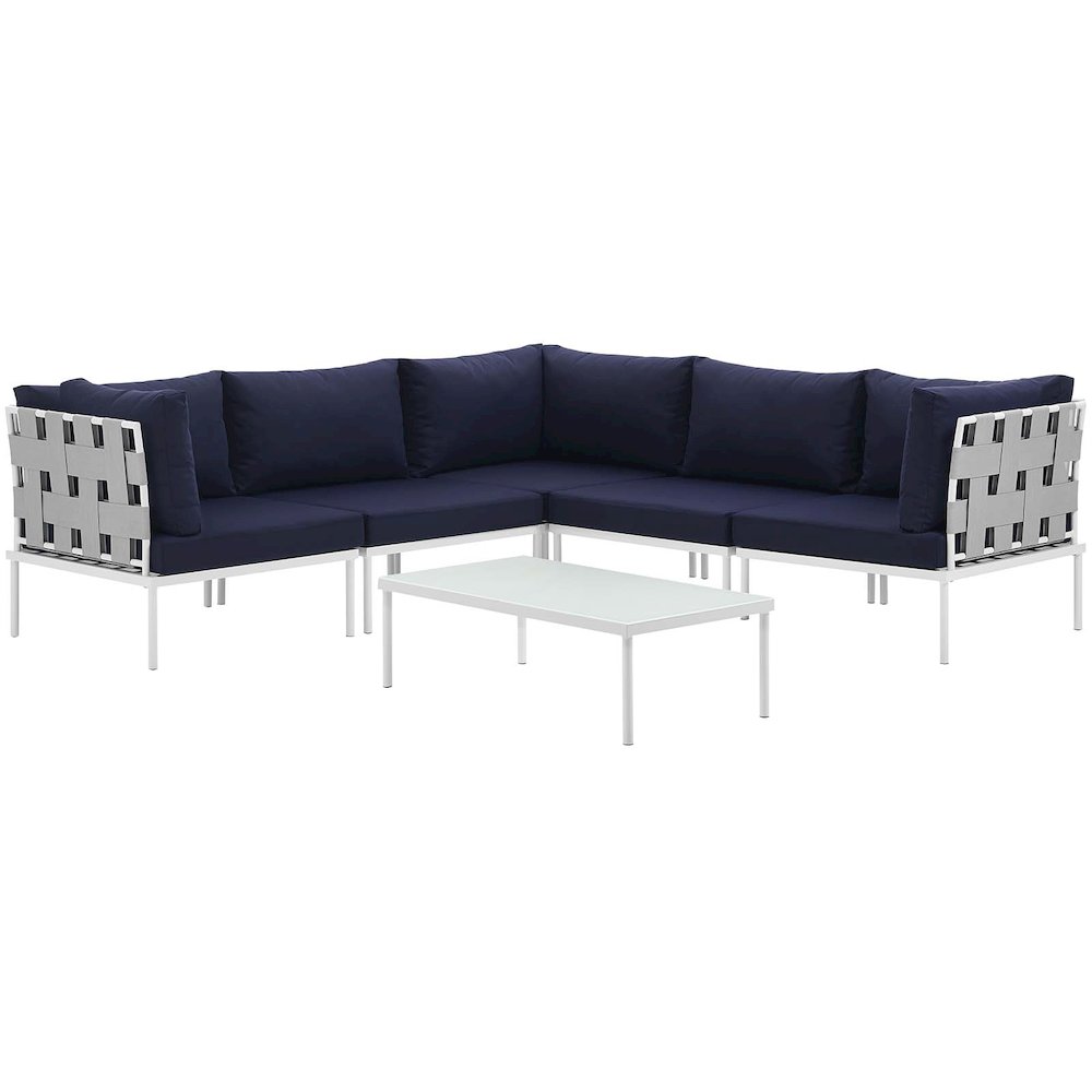 Harmony 6 Piece Outdoor Patio Aluminum Sectional Sofa Set. Picture 3
