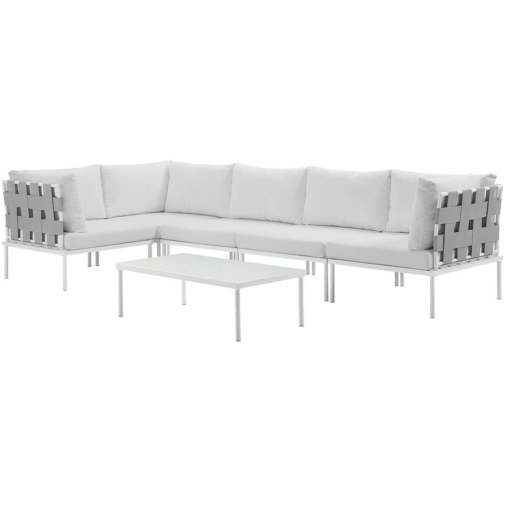 Harmony 6 Piece Outdoor Patio Aluminum Sectional Sofa Set. Picture 2