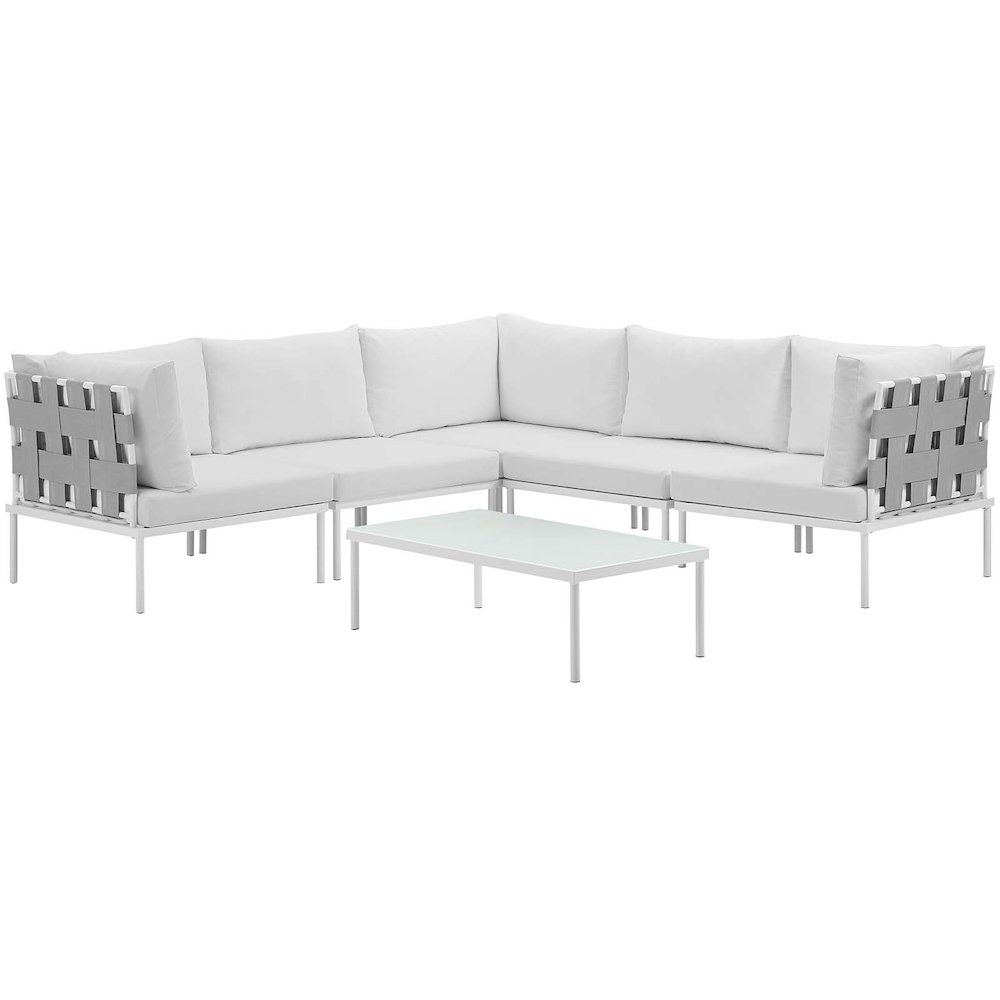 Harmony 6 Piece Outdoor Patio Aluminum Sectional Sofa Set. Picture 3