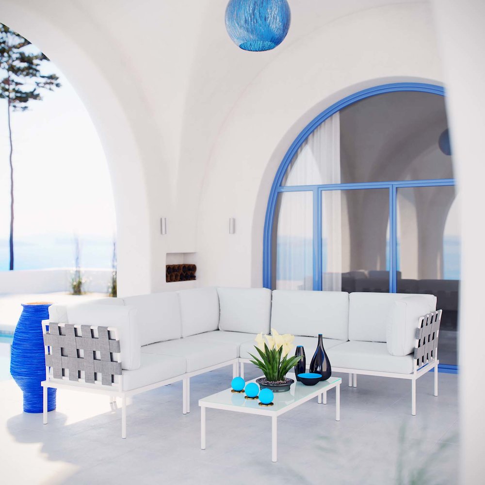 Harmony 6 Piece Outdoor Patio Aluminum Sectional Sofa Set. Picture 7