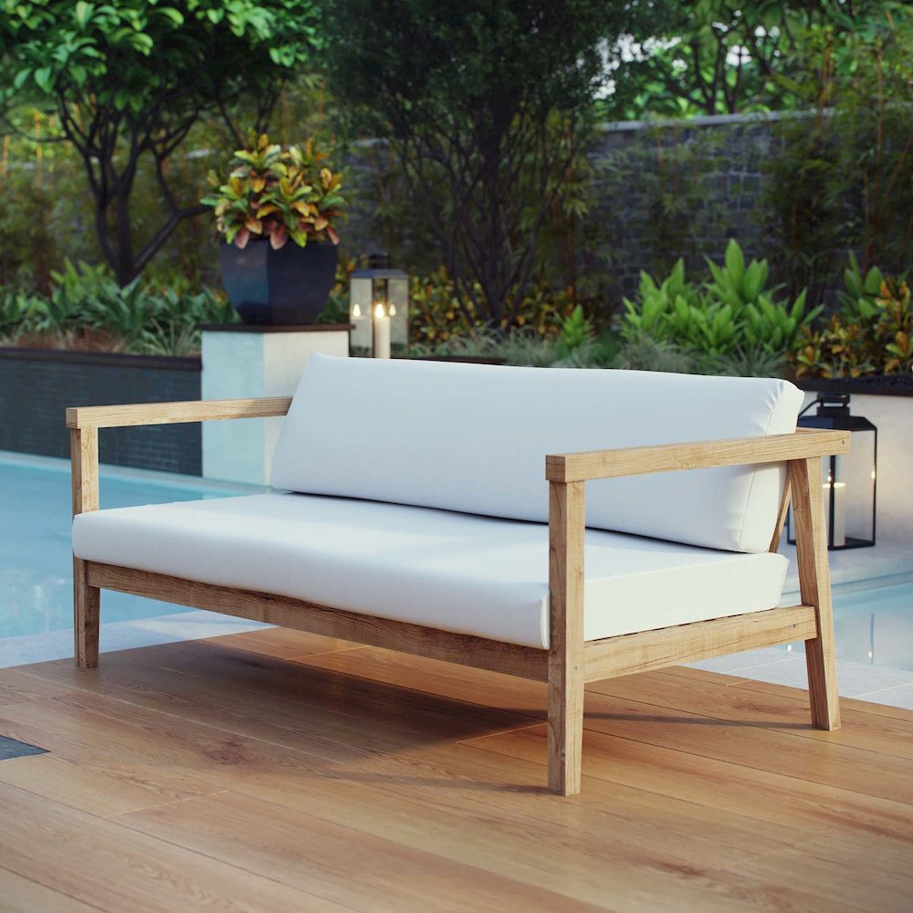 Bayport Outdoor Patio Teak Sofa. Picture 4