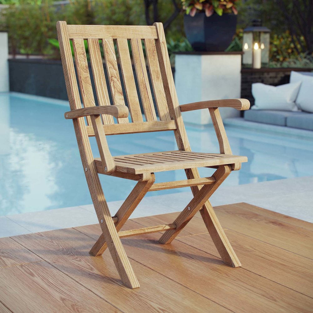 Marina Outdoor Patio Teak Folding Chair. Picture 6