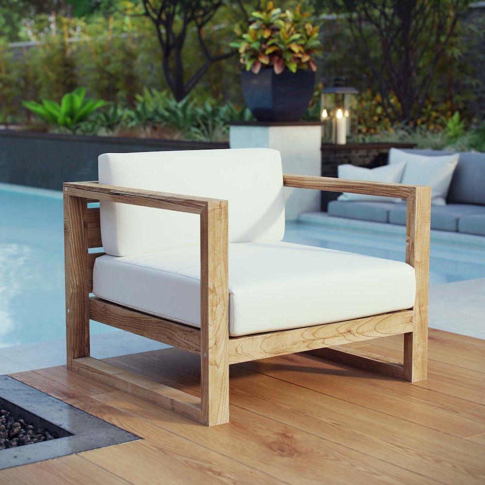 Upland Outdoor Patio Teak Armchair. Picture 5