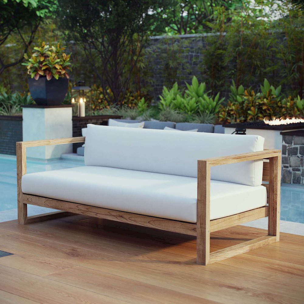 Upland Outdoor Patio Teak Sofa. Picture 4