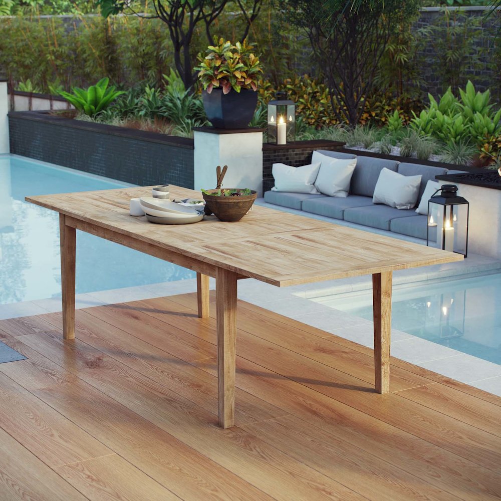 Marina Extendable Outdoor Patio Teak Dining Table. Picture 17