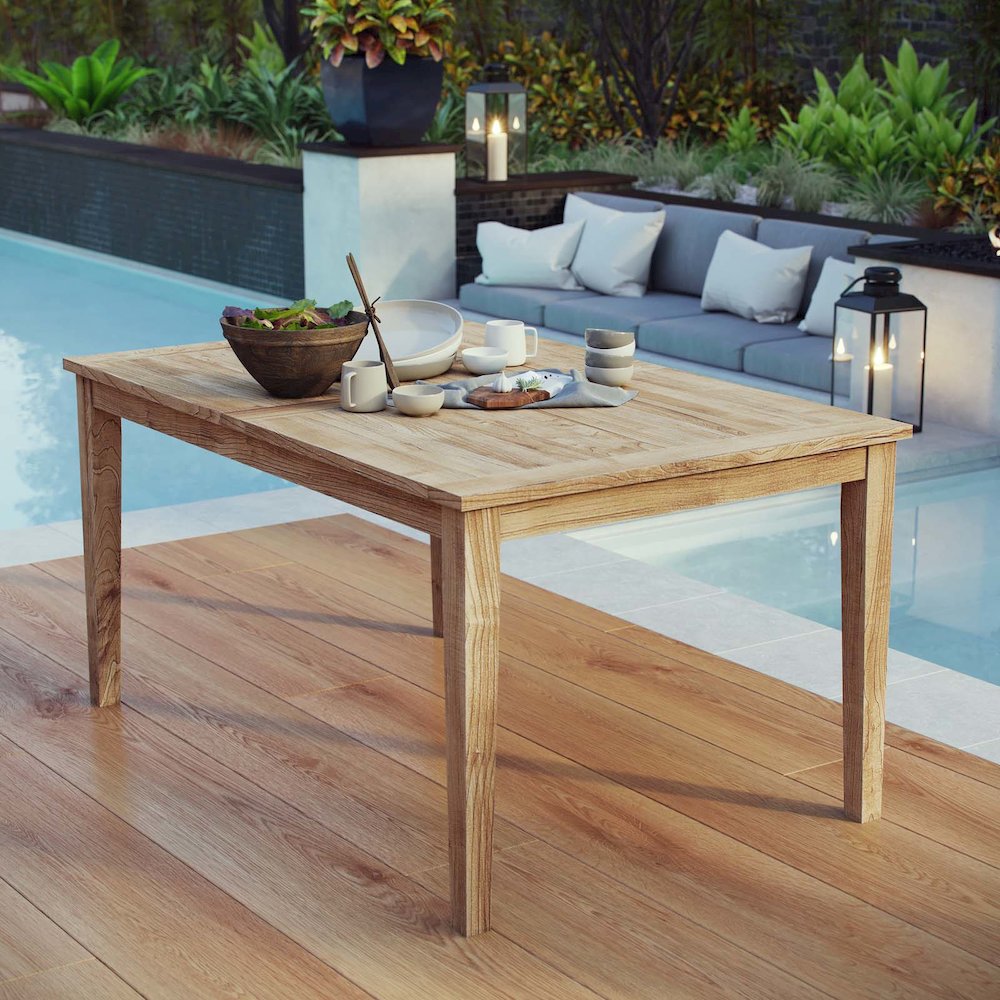 Marina 60" Outdoor Patio Teak Dining Table. Picture 4