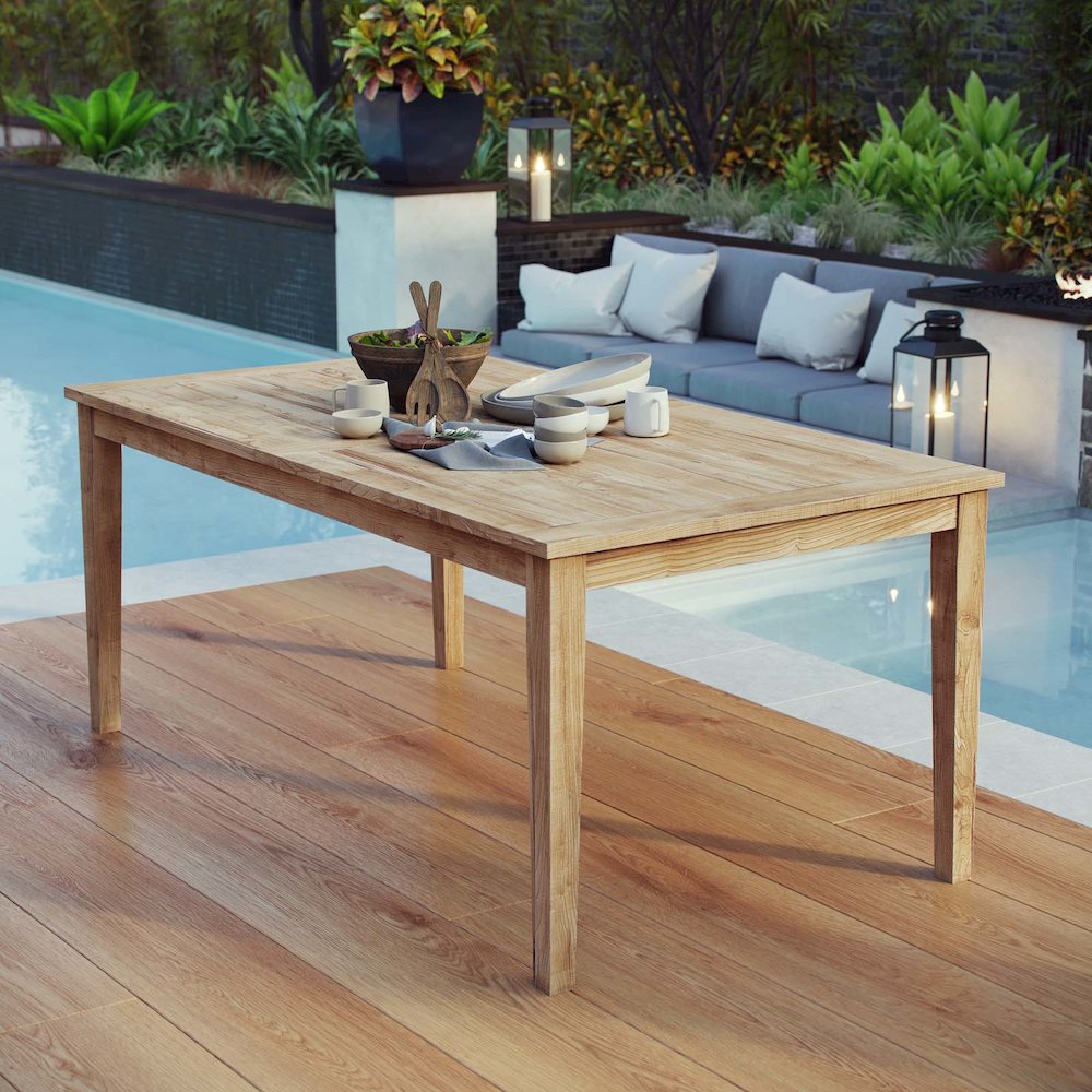 Marina 72" Outdoor Patio Teak Dining Table. Picture 4