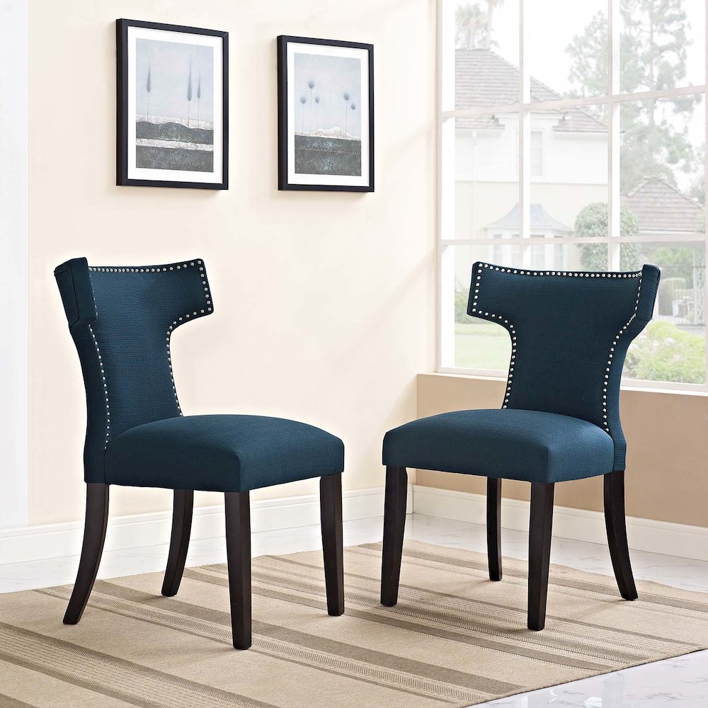 Curve Fabric Dining Side Chair Set of 2. Picture 5
