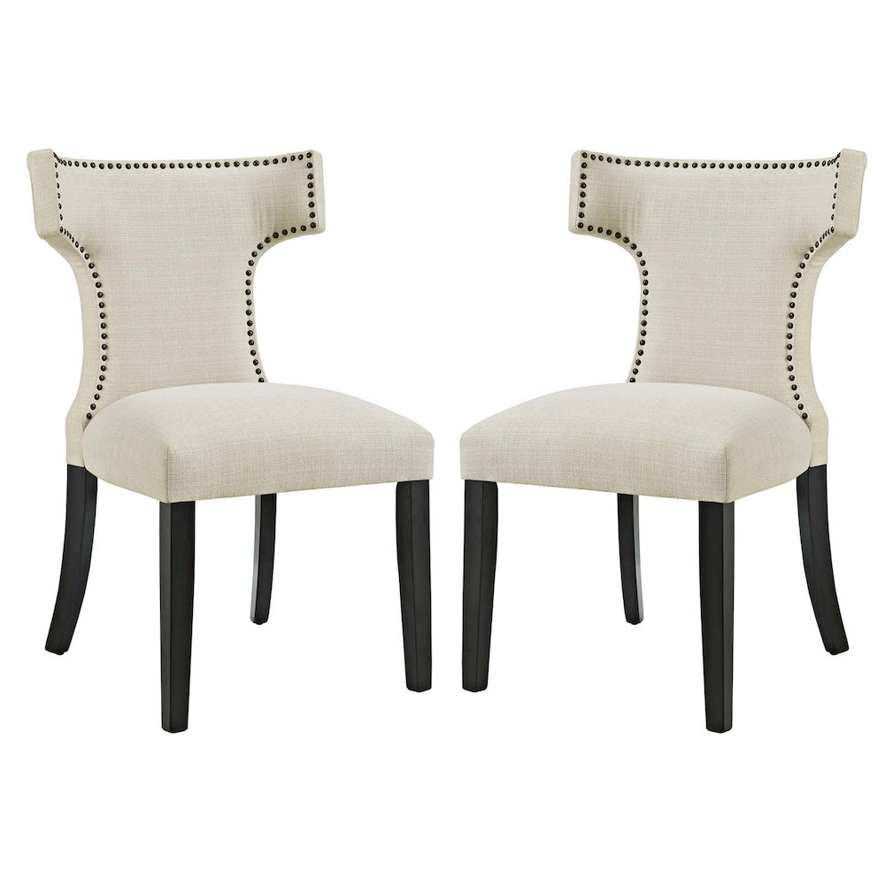 Curve Fabric Dining Side Chair Set of 2. Picture 1
