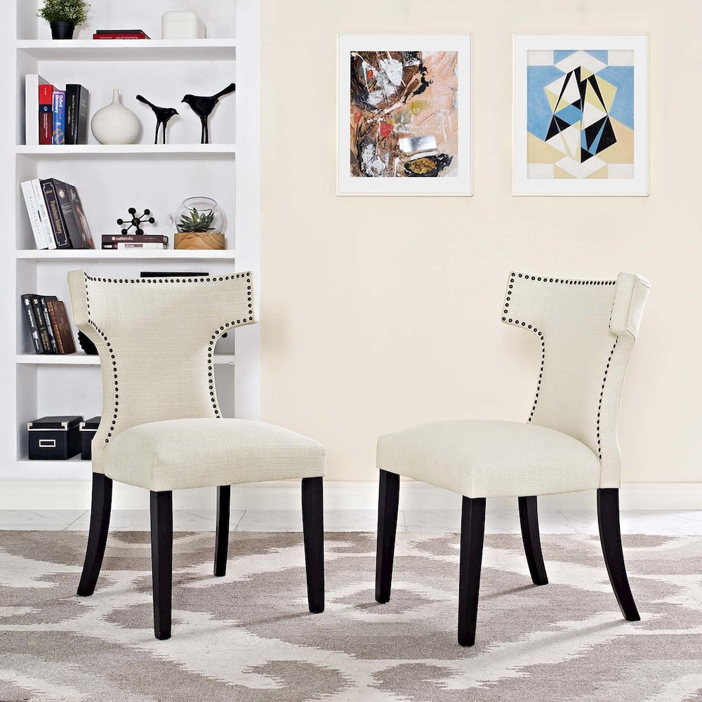 Curve Fabric Dining Side Chair Set of 2. Picture 5