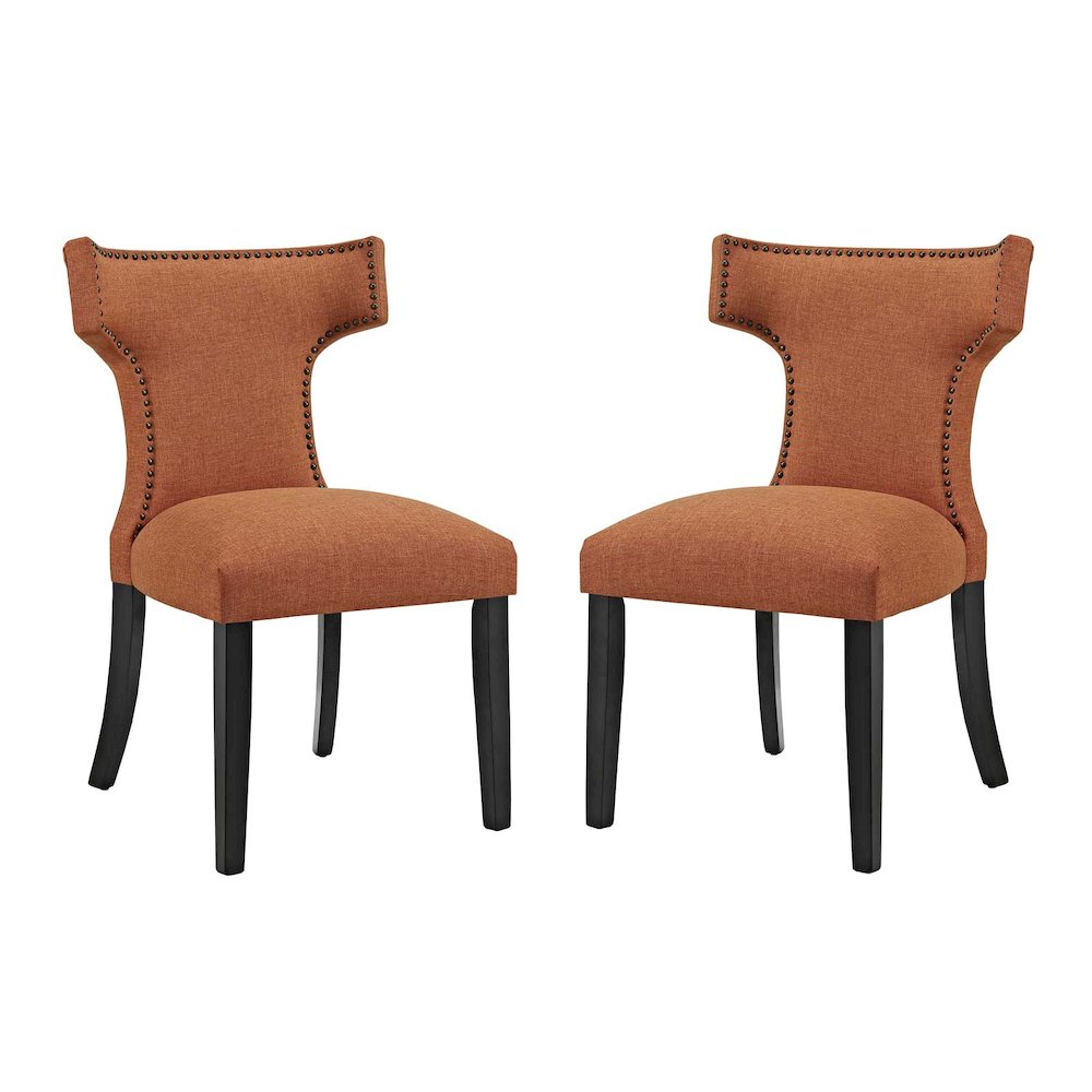 Curve Fabric Dining Side Chair Set of 2. Picture 1