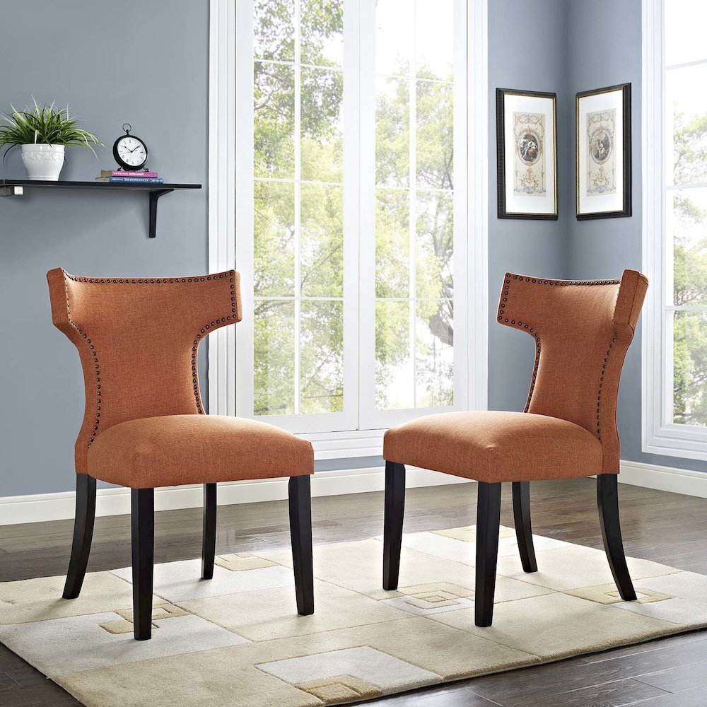 Curve Fabric Dining Side Chair Set of 2. Picture 5