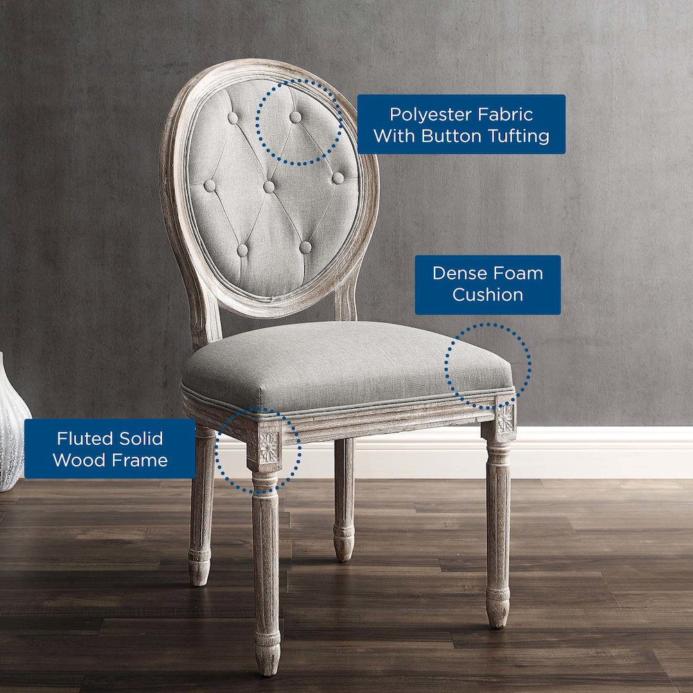 Arise Vintage French Upholstered Fabric Dining Side Chair. Picture 8