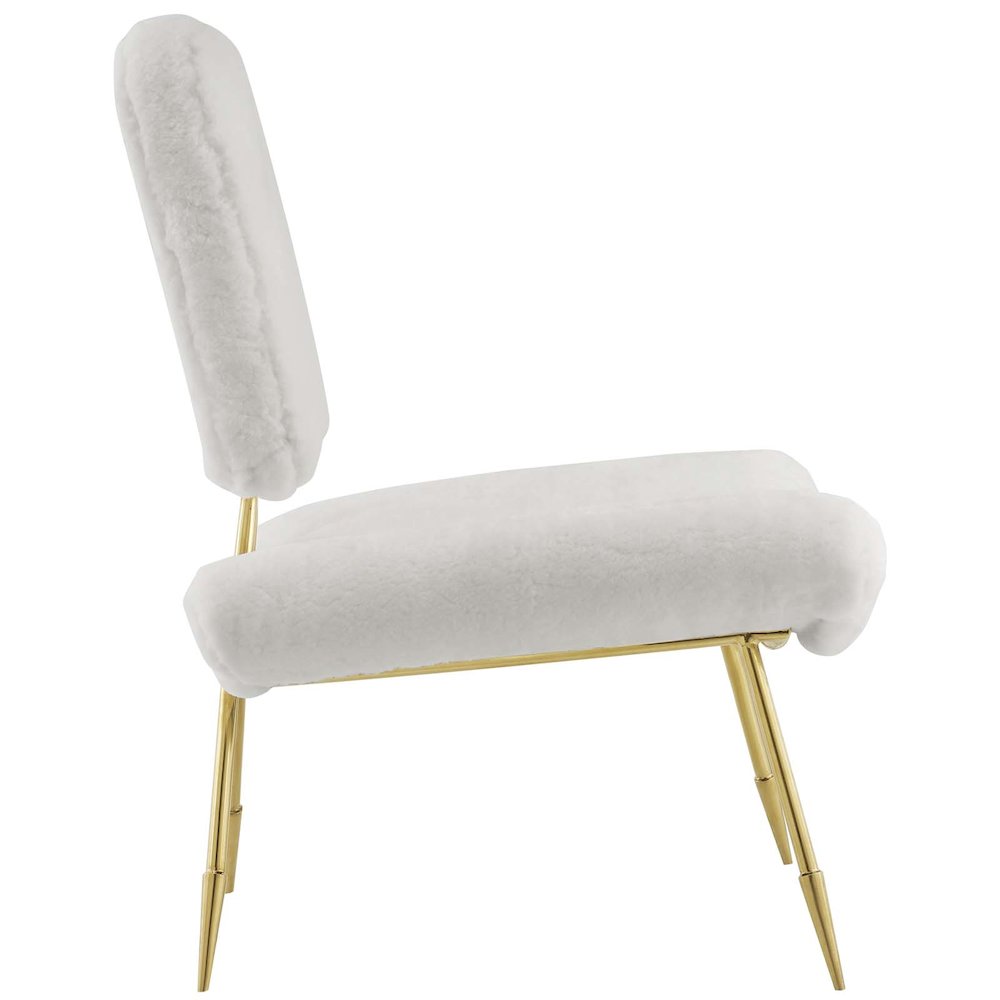 Ponder Upholstered Sheepskin Fur Lounge Chair. Picture 2