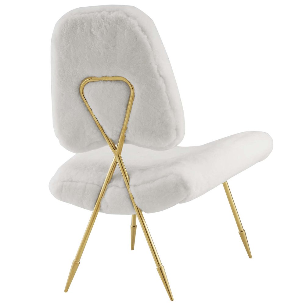 Ponder Upholstered Sheepskin Fur Lounge Chair. Picture 3