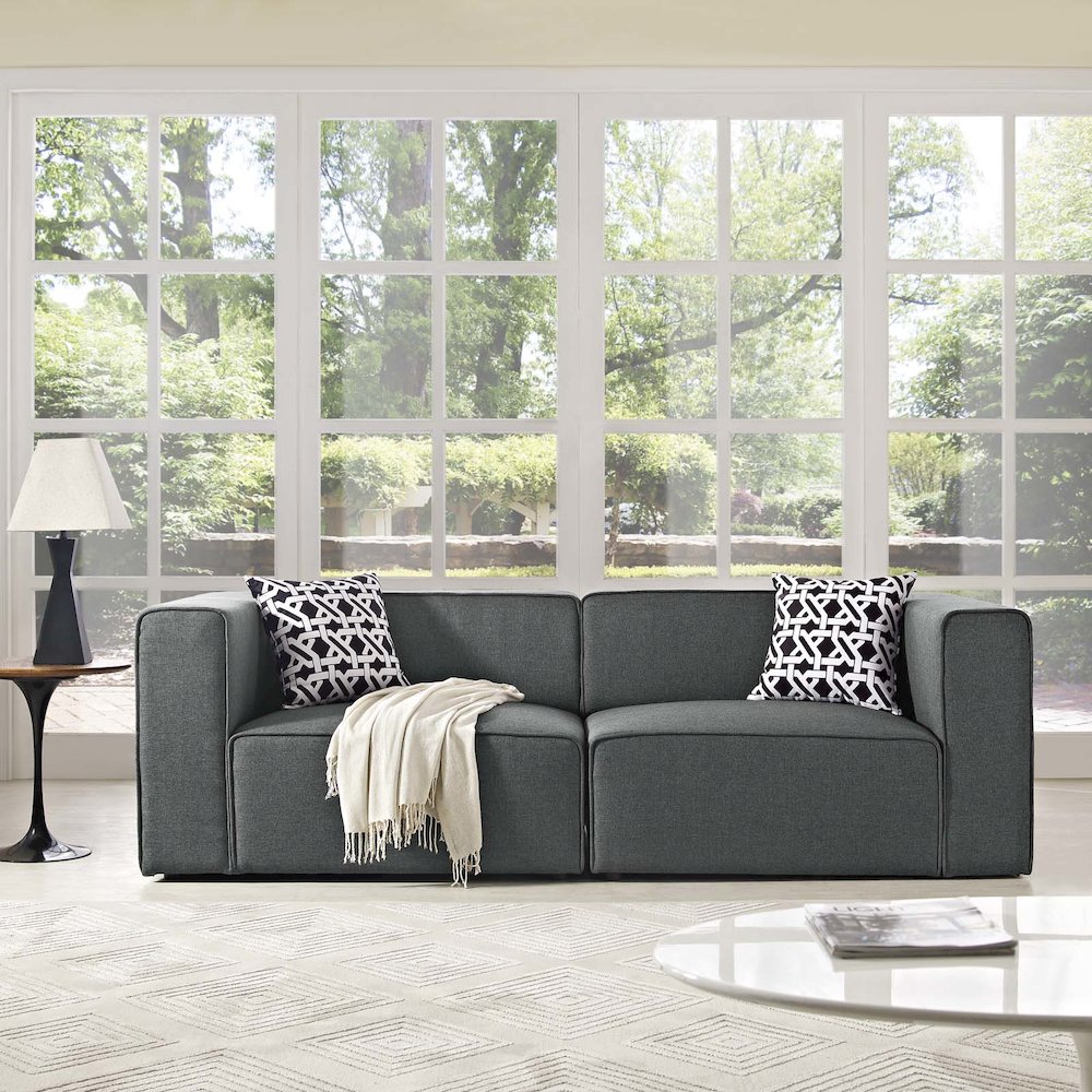 Mingle 2 Piece Upholstered Fabric Sectional Sofa Set. Picture 4