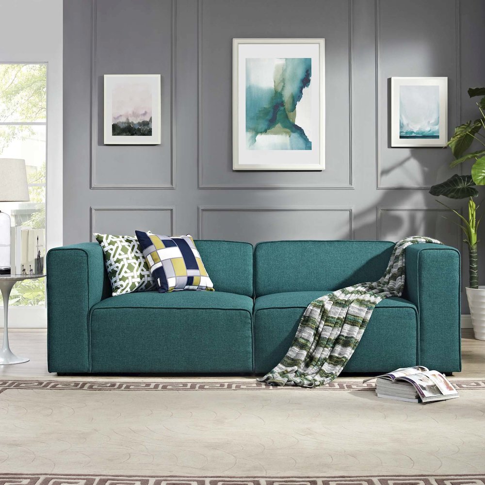 Mingle 2 Piece Upholstered Fabric Sectional Sofa Set. Picture 4