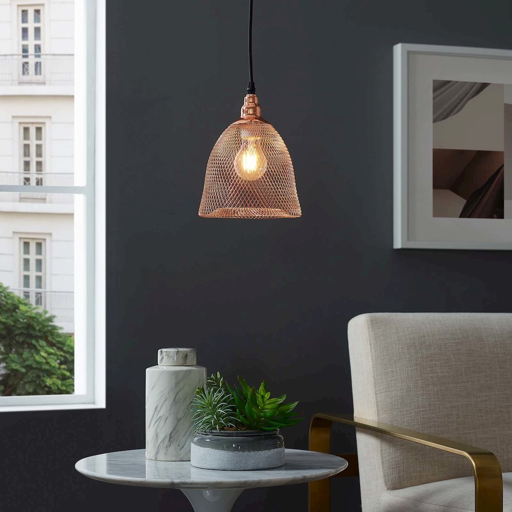 Glimmer Bell-Shaped Rose Gold Pendant Light. Picture 5