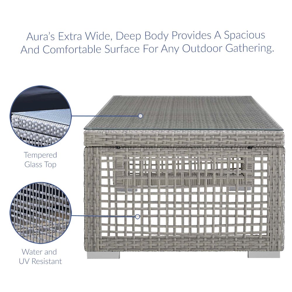 Aura Rattan Outdoor Patio Coffee Table. Picture 2