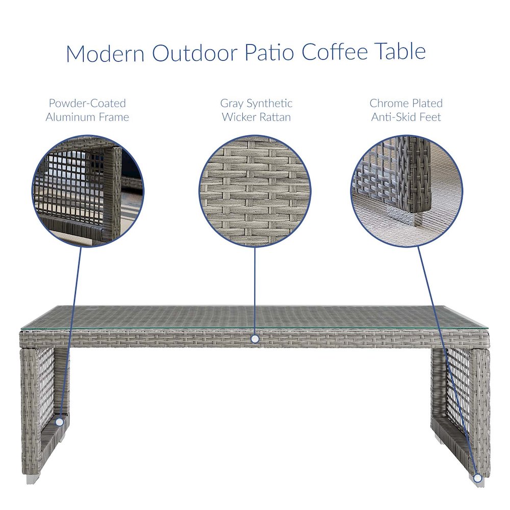 Aura Rattan Outdoor Patio Coffee Table. Picture 3