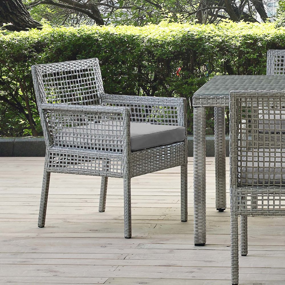 Aura Outdoor Patio Wicker Rattan Dining Armchair. Picture 8