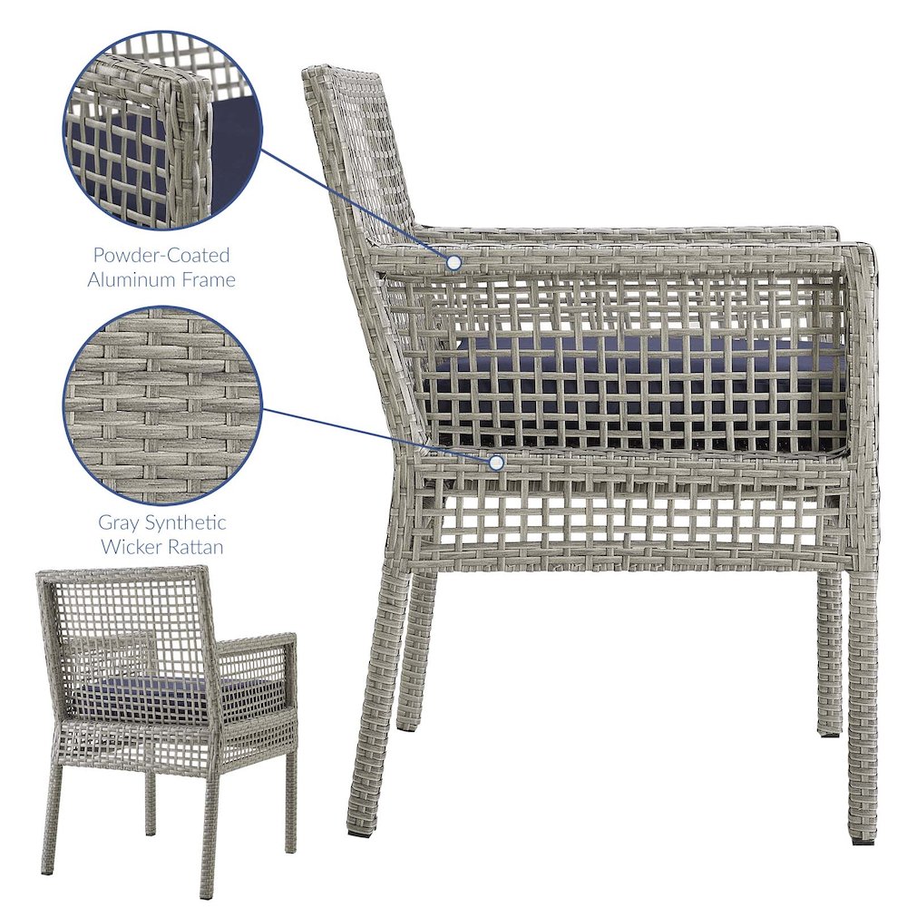 Aura Outdoor Patio Wicker Rattan Dining Armchair. Picture 3