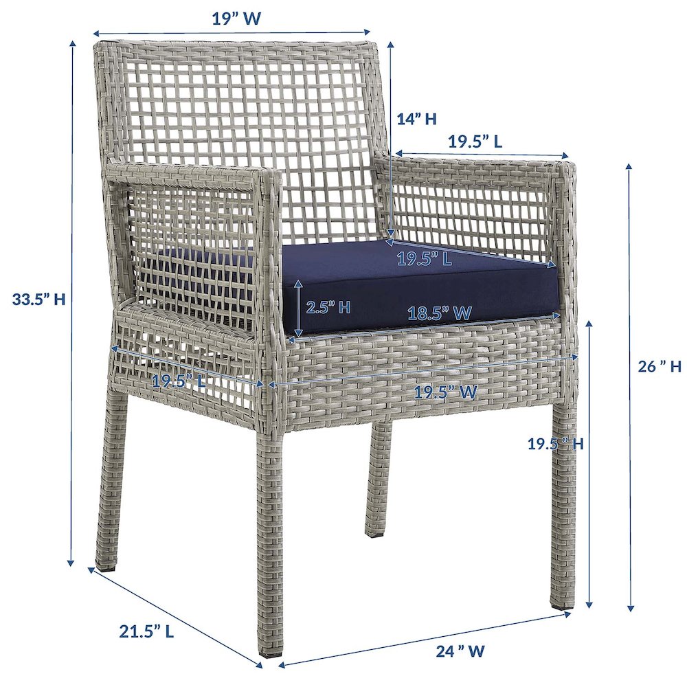 Aura Outdoor Patio Wicker Rattan Dining Armchair. Picture 4