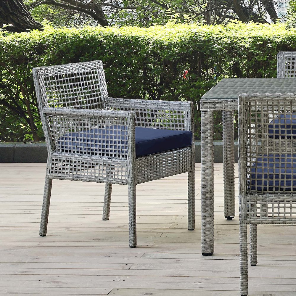 Aura Outdoor Patio Wicker Rattan Dining Armchair. Picture 8